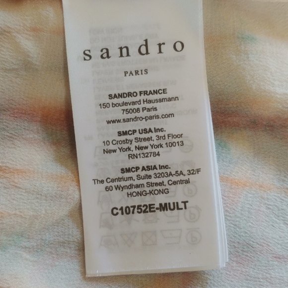 Sandro Paris Goa Embellished Silk Long Sleeve Tie-Dye Beaded Shirt SZ 2 US M - Picture 13 of 16